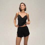 Cowl Neck Satin Camisole and Shorts Set