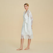 Lace Robe and Satin Slip Nightgown Set