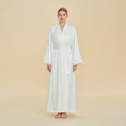 Long Wrap Robe with Ruffled Bell Cuffs