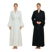 Long Wrap Robe with Ruffled Bell Cuffs
