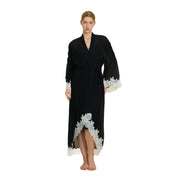 Sheer Chiffon Robe with Floral Lace Hem