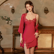Satin Lace Nightgown & Robe Set
