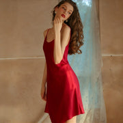 Simple Satin Slip Nightgown with Thin Straps