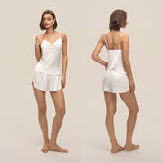 Cowl Neck Satin Camisole and Shorts Set