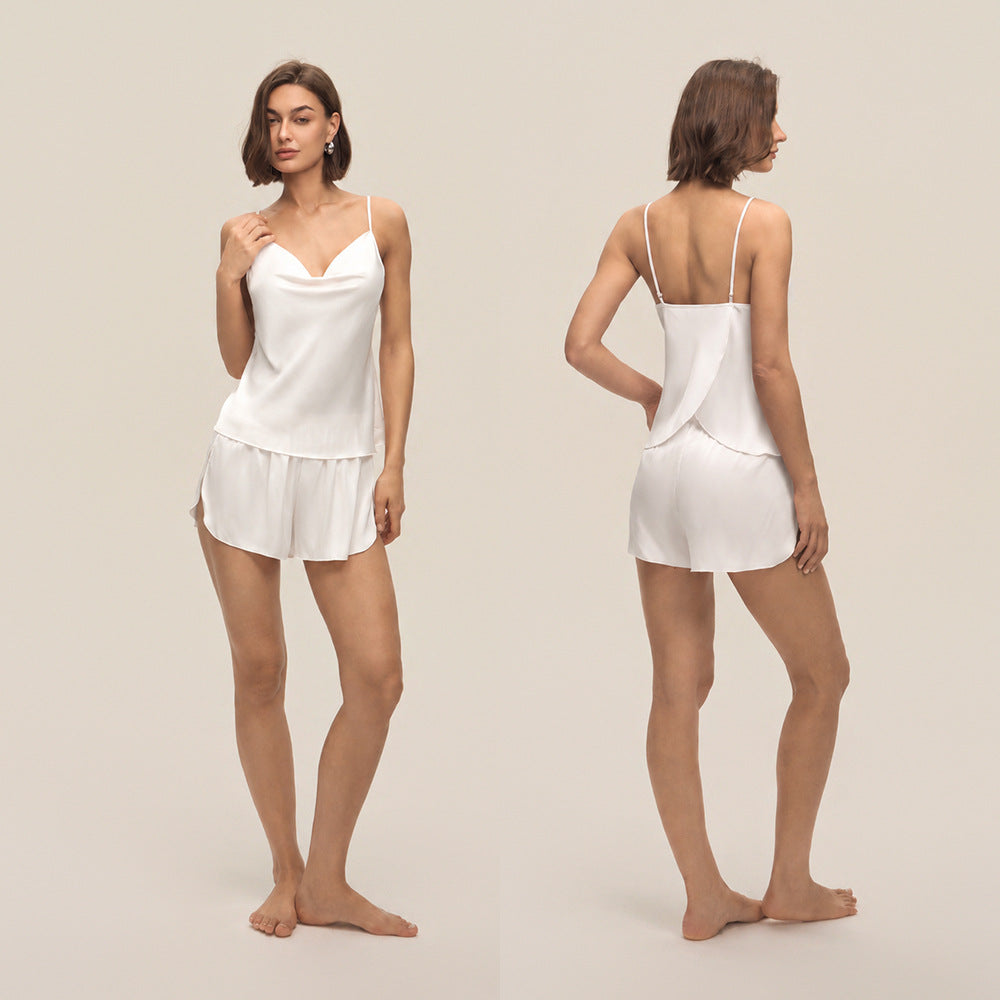Cowl Neck Satin Camisole and Shorts Set