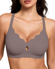 Wireless Seamless Bra with Scalloped Wave Neckline
