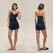Cowl Neck Satin Camisole and Shorts Set