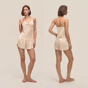 Cowl Neck Satin Camisole and Shorts Set